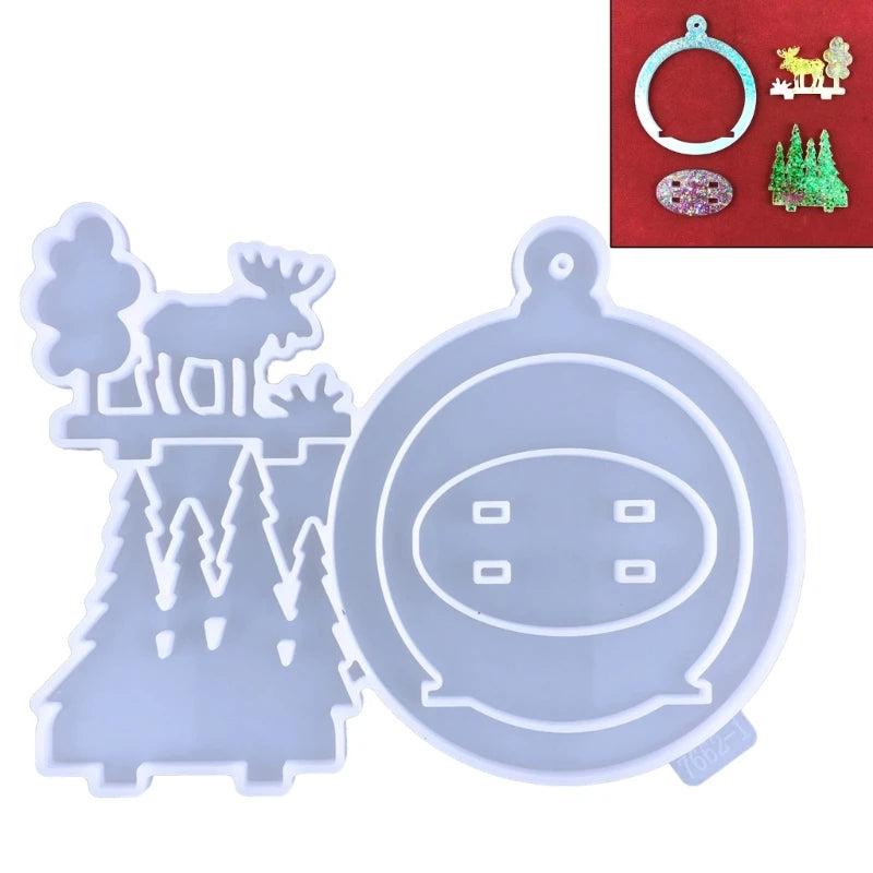 Christmas Pendant Decoration Silicone Mold - DIY Elk Resin Mould