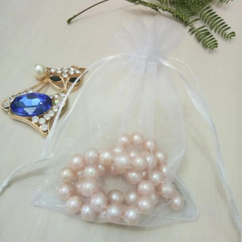 50pcs Plain Organza Bag Drawstring Pouch Wedding Party Gift Jewelry Packaging
