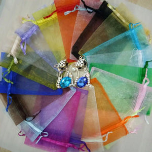 50pcs Plain Organza Bag Drawstring Pouch Wedding Party Gift Jewelry Packaging