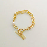 Minimalist ECO BrassChain Bracelet For Women Pearl Wedding Party Gift