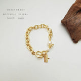 Minimalist ECO BrassChain Bracelet For Women Pearl Wedding Party Gift