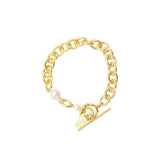 Minimalist ECO BrassChain Bracelet For Women Pearl Wedding Party Gift