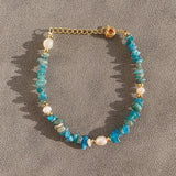 Natural Pearl Bracelet Quartz Crystal Gravel Beads Lobster Clasp