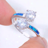 Fire Opal Stone Silver Plated Jewelry Christmas Gift Ring