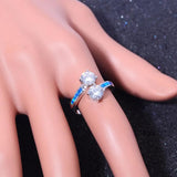 Fire Opal Stone Silver Plated Jewelry Christmas Gift Ring