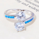 Fire Opal Stone Silver Plated Jewelry Christmas Gift Ring