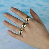 Christmas Engraved CZ Moon Star Starlight Vintage Women Engagement Ring
