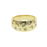 Christmas Engraved CZ Moon Star Starlight Vintage Women Engagement Ring
