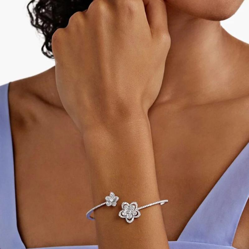 Stonefans Crystal Flower Bracelet Women Hand Jewelry Christmas Accessories