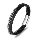 Multicolor Stone Men's Leather Bracelet, Christmas Gift