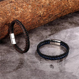 Multicolor Stone Men's Leather Bracelet, Christmas Gift