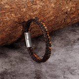 Multicolor Stone Men's Leather Bracelet, Christmas Gift