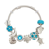 Sea Animal Turtle Stainless Steel Bangle Charm Bracelet DIY Beads Jewelry