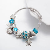 Sea Animal Turtle Stainless Steel Bangle Charm Bracelet DIY Beads Jewelry