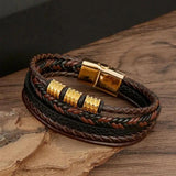 Punk Stainless Steel Charm Men Bracelet Magnetic Clasp Braided