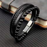 Stainless Steel Men's Natural Stone Bracelet High Magnet Clasp