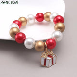 6PCS Christmas Jewelry Set Baby Girls Beads Bracelets With Charming Pendant
