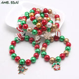 6PCS Christmas Jewelry Set Baby Girls Beads Bracelets With Charming Pendant