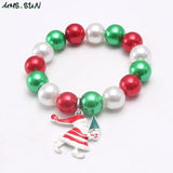 6PCS Christmas Jewelry Set Baby Girls Beads Bracelets With Charming Pendant