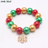 6PCS Christmas Jewelry Set Baby Girls Beads Bracelets With Charming Pendant