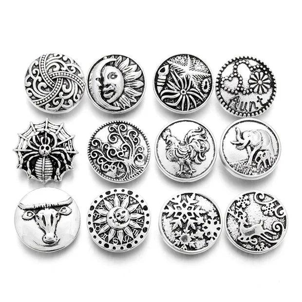 10pcs Mixed Style Christmas Snap Buttons 18mm Metal fit Bracelet