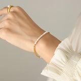Vintage Chunky Paper Clip Chain Bracelet with Pearl