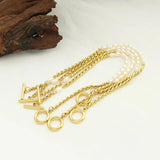 Vintage Chunky Paper Clip Chain Bracelet with Pearl