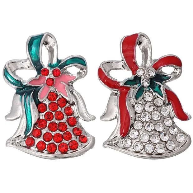 10pcs/lot Christmas Snap Jewelry Rhinestone Bell Snap Buttons Women Kids 18mm