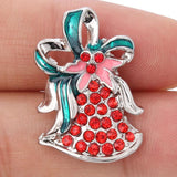 10pcs/lot Christmas Snap Jewelry Rhinestone Bell Snap Buttons Women Kids 18mm