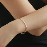 Natural Pearl Chain Bracelet 18 K Metal Bracelet