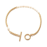 Natural Pearl Chain Bracelet 18 K Metal Bracelet