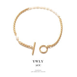 Natural Pearl Chain Bracelet 18 K Metal Bracelet