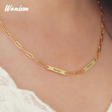 Paper Clip Name Necklace for Women Custom Stainless Steel Nameplate
