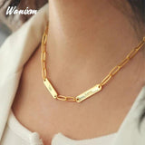 Paper Clip Name Necklace for Women Custom Stainless Steel Nameplate