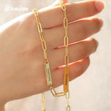 Paper Clip Name Necklace for Women Custom Stainless Steel Nameplate