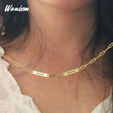 Paper Clip Name Necklace for Women Custom Stainless Steel Nameplate