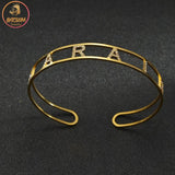 Akizoom Custom Zircon Letter Bracelets Stainless Steel Jewelry