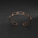 Akizoom Custom Zircon Letter Bracelets Stainless Steel Jewelry