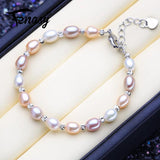 Layered Pearl Bracelet Tube Freshwater Pearl Bangle for Women