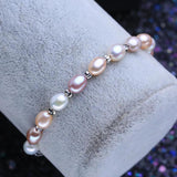 Layered Pearl Bracelet Tube Freshwater Pearl Bangle for Women