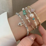 925 Silver Pearl Geometry Bracelet for Women - Beading Jewelry Gift