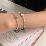 925 Silver Pearl Geometry Bracelet for Women - Beading Jewelry Gift