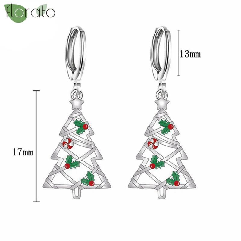 925 Silver Needle Xmas Tree 18K Earrings Snowflake Hoop for Women Party