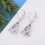 925 Silver Needle Xmas Tree 18K Earrings Snowflake Hoop for Women Party