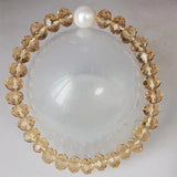 Yellow Crystal & Freshwater Pearl Bead Bracelet 7.5in