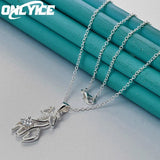 925 Silver Necklace 16-30 Inch Zircon Two Giraffes Pendant Jewelry
