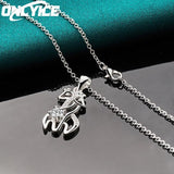 925 Silver Necklace 16-30 Inch Zircon Two Giraffes Pendant Jewelry