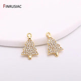 14K Plated Brass Christmas Tree Charms Zircon Earrings Pendants