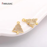 14K Plated Brass Christmas Tree Charms Zircon Earrings Pendants