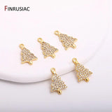 14K Plated Brass Christmas Tree Charms Zircon Earrings Pendants